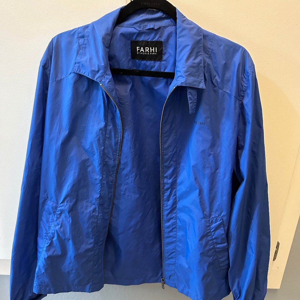 Rare Electric Blue Nicole Farhi Windbreaker Jacket Mens Size Medium Perfect!
